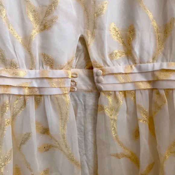 Anthropologie: Gold/Cream Sleeveless Blouse - Picture 5 of 8